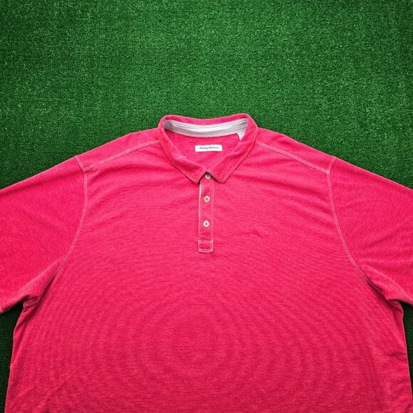 Tommy Bahama Polo Shirt Mens 3XLB Red Short Sleeve Golf Performance Preppy - Picture 2 of 12
